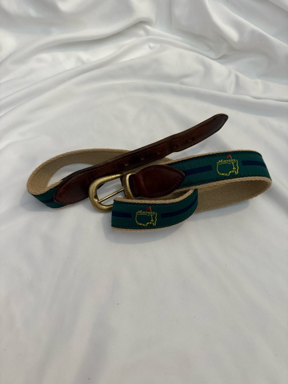 EUC Vintage Masters Augusta National Golf Canvas and Leather Belt 34